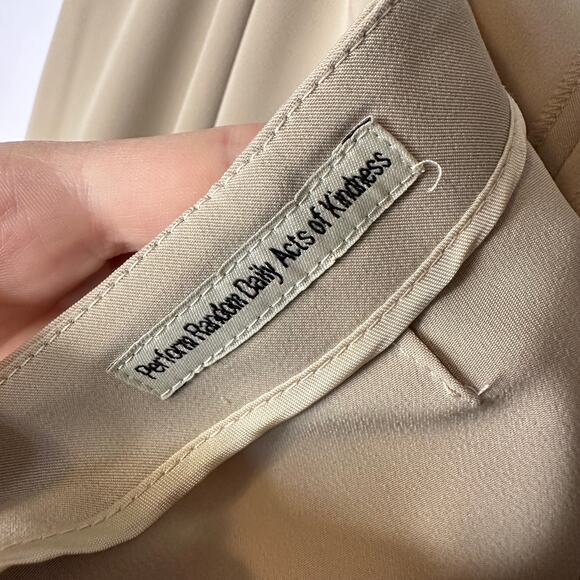 Peace of Cloth Light Khaki Tan High Rise Straight USA Flowy Dress Pants 12 - Picture 6 of 7